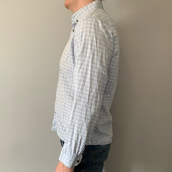 RW&CO Mens long sleeve full button down  collard shirt blue and white LG - Picture 8 of 8